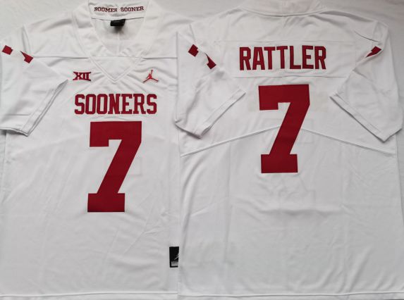 Men Oklahoma Sooners #7 Rattler White 2025 NCAA Jersey